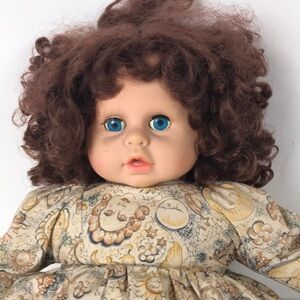 Jessie Collection Curly Brown-Haired Doll with Patterned Dress